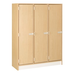 60" H Three-Wide Single-Tier Lockers (One Shelf)<br>Shown in maple finish w/ doors closed